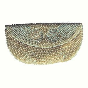 Vintage Miranda Small Ivory Beaded Clutch Bag